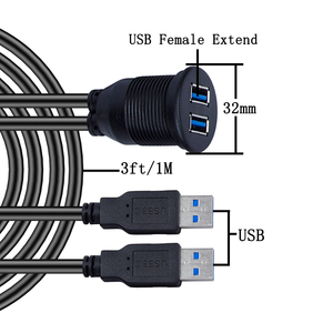Câble d'extension double prise <span class=keywords><strong>USB</strong></span> 3.0 de 1M pour voiture, Van, tableau de bord, montage encastré, <span class=keywords><strong>2</strong></span> prises <span class=keywords><strong>USB</strong></span>, panneau de plomb, cordon de données, chargeur de fil de moto - Product Image 5
