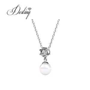 Pauline colgante Daisini adornado con cristales de <span class=keywords><strong>Swarovski</strong></span> plata esterlina 925 <span class=keywords><strong>gargantilla</strong></span> collar de perlas para mujer - Product Image 3