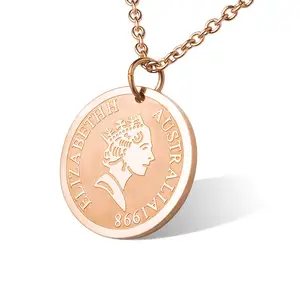 Marlary女士时尚珠宝Colar欧洲简约玫瑰金电镀锁骨硬币项链魅力