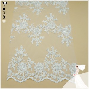 nuovo design 2015 <span class=keywords><strong>tulle</strong></span> <span class=keywords><strong>bianco</strong></span> da sposa <span class=keywords><strong>ricamato</strong></span> con filo tessuto di pizzo di perline - Product Image 1
