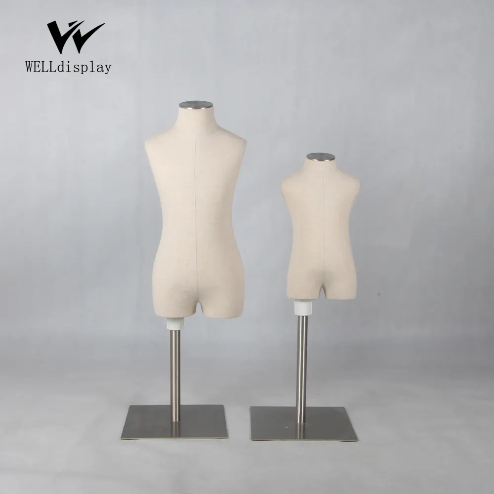 Mannequin unisexe en tissu, accessoires demi-corps pour garçons et filles, support en métal, pour exposition de fenêtre, 1 pièce