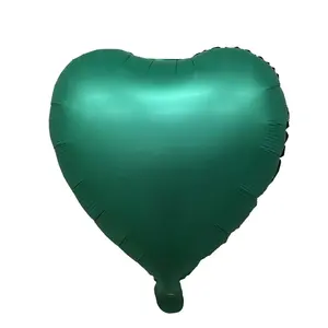 High-quality Satin Effect Chrome Green Foil Balloon Heart Shape Inflate Balloon With Heilum For Valentine Day Love