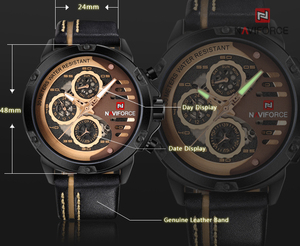 NAVIFORCE 9110 Orologio Sportivo Classico da <span class=keywords><strong>Uomo</strong></span>, Cinturino in Pelle, Movimento al Quarzo, Impermeabile con Data - Product Image 5