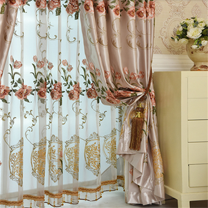 Ombreggiatura europea lussuosa camera da letto doppio strato tenda finestre tenda garza <span class=keywords><strong>di</strong></span> <span class=keywords><strong>cotone</strong></span> per il soggiorno camera da letto a casa - Product Image 4