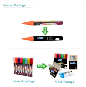 6mm pointe biseautée Craie Marqueur Pene à notre propre marque imprimé sur les marqueurs avec client propre étiquette sur l'emballage