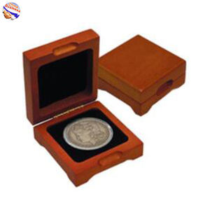 Cajas de madera con revestimiento interior, exhibidor de monedas conmemorativas, medallas de madera, personalizado, alto brillo, venta al por mayor - Product Image 1