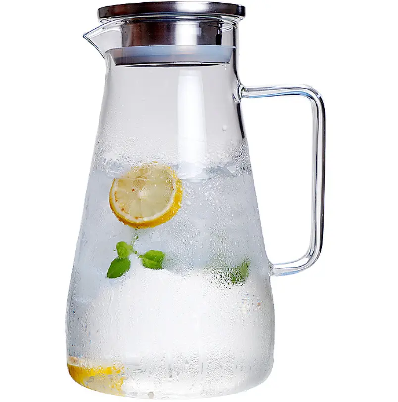 Glass Pitcher with Lid, Water Jug for Hot/Cold Water, Ice Tea and Juice Beverage