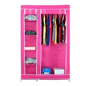 2022 FACTORY wholesale Fabric combined portable wardrobe Stainless steel wardrobe Home furniture