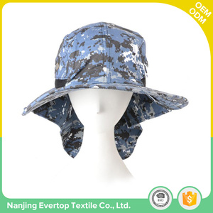 Nueva Serge cotton wide brim camouflage unisex fishing bucket summer hats woman with neck protection - Product Image 2