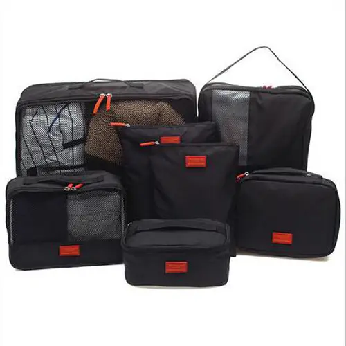 7 Piece with different colors high quality travel bag set packing cubes in stock