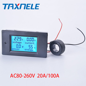 เครื่องทดสอบแผงมัลติมิเตอร์พลังงานไฟฟ้า,หน้าจอ LCD ดิจิตอลวัดแรงดันไฟฟ้า AC AC80-260V 20A 100A โวลต์มิเตอร์แอมป์มิเตอร์แรงดันไฟฟ้า - Product Image 5