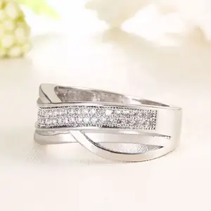 最新ギフトアイテム婚約ファンタジーレディースダイヤモンドシルバー結婚指輪4-5-6-7-8-9mm