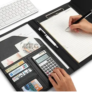 black and gray portable a4 size folder organizer,luxury folder,folder diary with powerbank