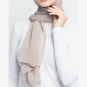 Grote En Langer Islamitische Sjaal 180*70Cm Zware Zachte Chiffon Sjaal Hijab