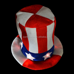Cappello a Cilindro con Bandiera Americana in Feltro e Luci LED, Costume Patriottico da Uncle Sam per Adulti, Ideale per Feste del 4 Luglio - Product Image 3