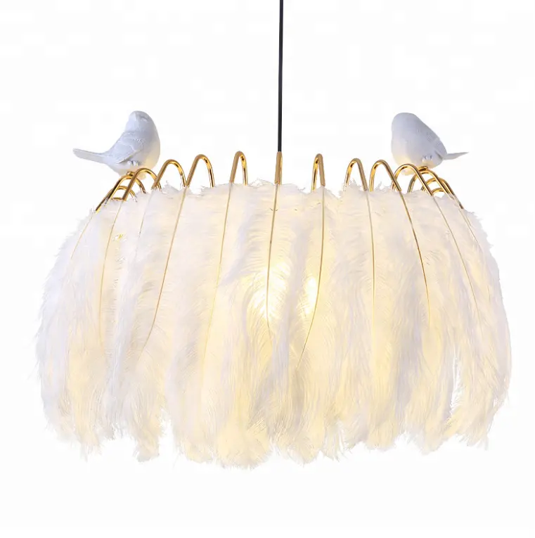 Moderno bianco feather ombra del pendente lampada a soffitto dell'interno sospensione apparecchio camera ha condotto la luce lampadario