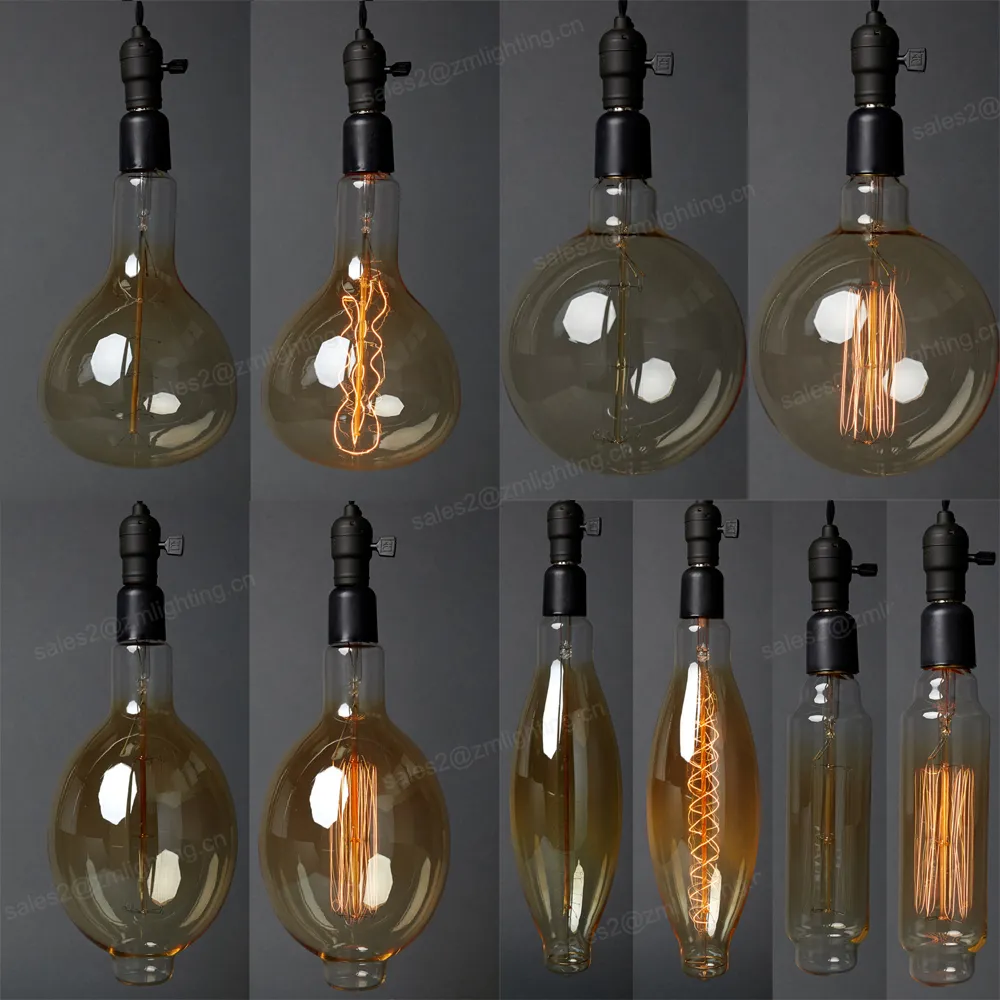 BT180 TT75 G200 E26 E27 4W 8W 40W 60W Ekstra Besar Vintage Besar Besar Lampu Bohlam Edison