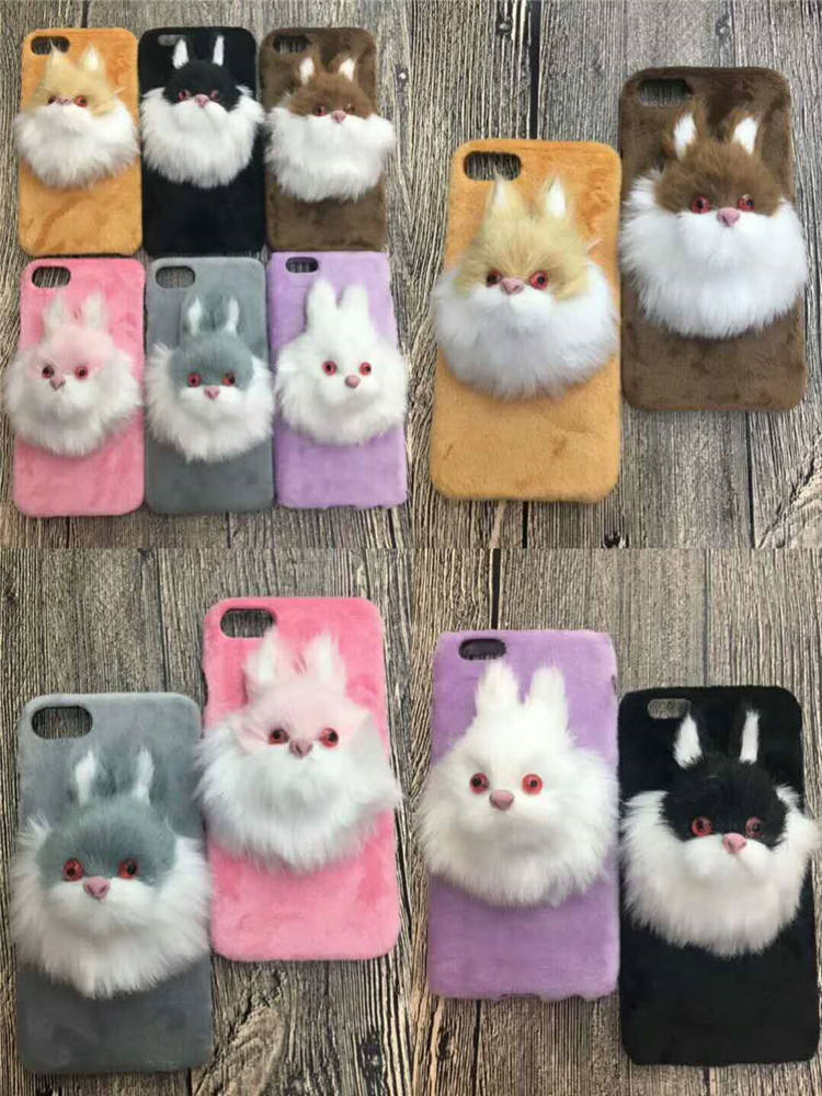 Lovely Anime Cartoon Soft Fur Cat Dog Phone Case for Iphone X Xr