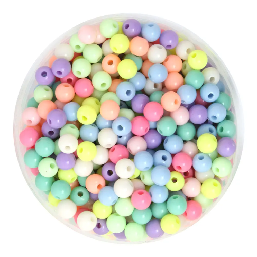 Fashion Assorted Bright Color Acrylic Beads 4mm 6mm 8mm 10mm 12mm Round Beads For DIY Bracelet Necklace Jewelry Making