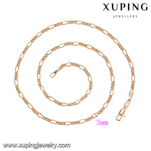 43664 dernier design saoudien couleur or bijoux collier 20 pouces simple délicat plaqué or bijoux collier - Product Image 2