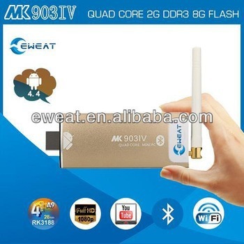 Android tv 4.4.2 dongle rockchip rk3188 cuádruple núcleo cuádruple gpu full hd 1080p android tv stick/mini pc