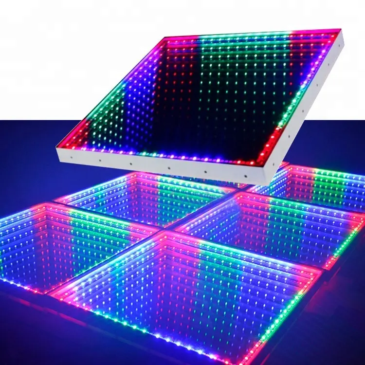 Bar disko düğün ışıkları 3D Abyss portatif yer karosu LED ışık paneli RGB 3in1 LED ayna dans pisti