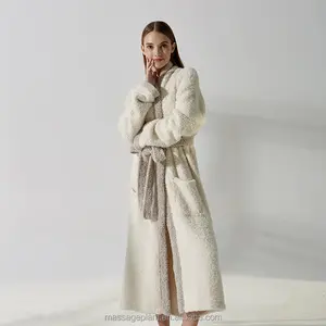 Cashmere polar fleece thick robe for women
