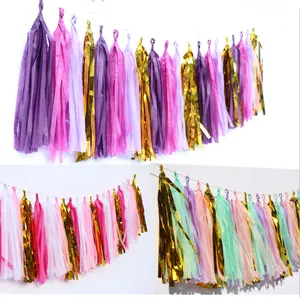 20 Pack ASSEMBLED DIY Tassel Garland Tissue Paper Tassels Garland Kit Choose your own colors Bridal Shower Decor party supplier