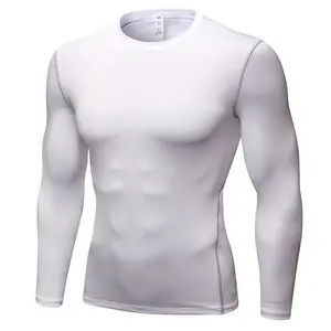 Fitness Mannen Lange Mouw Hardloop Sport T-Shirt Mannen Thermische Spier Hombre Ropa Gym Compressie Top Kleding