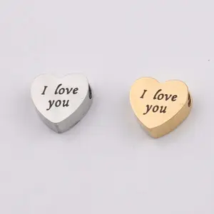 I Love You Words Engravable Highly Polished Fashion Jewelry Findings Stainless steel Love Heart Charms Pendant