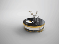 Table basse de luxe en acier inoxydable à 2 pièces, ronde, avec 1 tiroir, pour le salon
