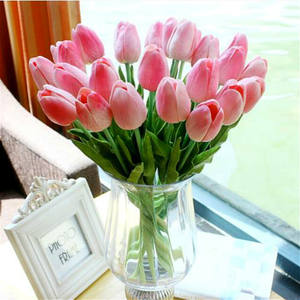 高品质单郁金香花多色实触PU橡胶郁金香花人造丝婚庆花家居装饰 - Product Image 3