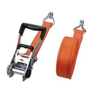 GS/AS認証済み 5Tヘビーデューティー快適プラスチックハンドルラチェット式タイダウンストラップ貨物固定ベルト - Product Image 1