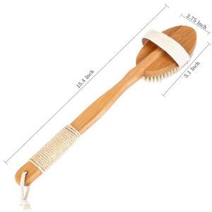 Venta caliente de tamaño doble desmontable para <span class=keywords><strong>cepillo</strong></span> de cuerpo trasero mango largo cepillos de baño de bambú de madera esponjas y depuradores - Product Image 2