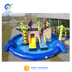 Scivoli d'Acqua Gonfiabili in PVC di Grado Commerciale 0,9mm <span class=keywords><strong>Scivolo</strong></span> Gonfiabile a Forma di Nave Pirata <span class=keywords><strong>con</strong></span> Grande Piscina - Product Image 2