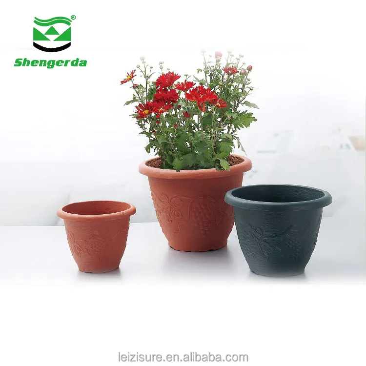 Leizisure Pot Bunga Plastik, Pot Bunga Tanah Liat Warna Tanah Liat Taman Rumah Murah