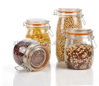 pure color glass jar for honey glass airtight canister with clamp lid