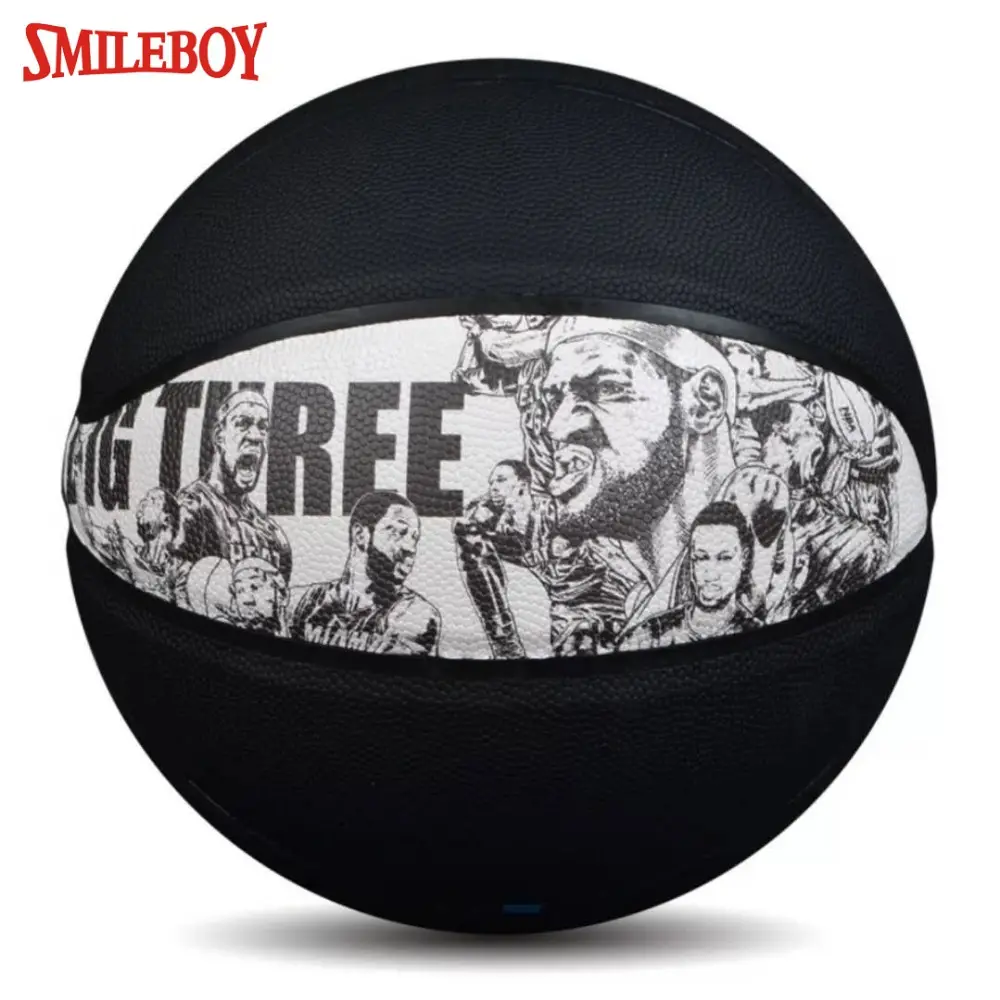 Basketball Outdoor Size 7 Custom Official Size 7 Black PU Leather Indoor Outdoor Basketball Wholesale