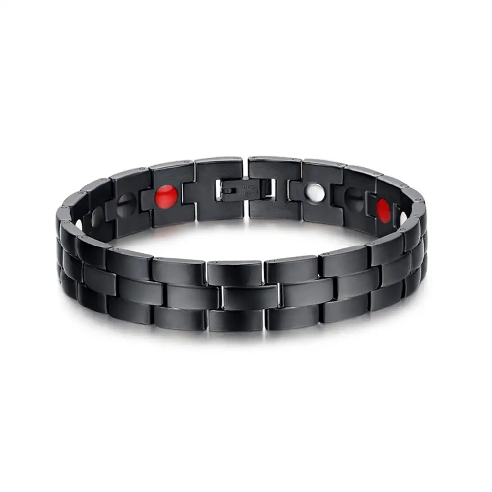 Bracelet magnétique en acier inoxydable pour hommes, bijou pour la santé, magnétique en germanium noir, 316L, vente en gros