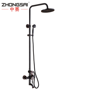 Laiton mitigeur Antique Noir Colonne De Douche Ensemble avec des Précipitations Poignée Tête De Douche - Product Image 1