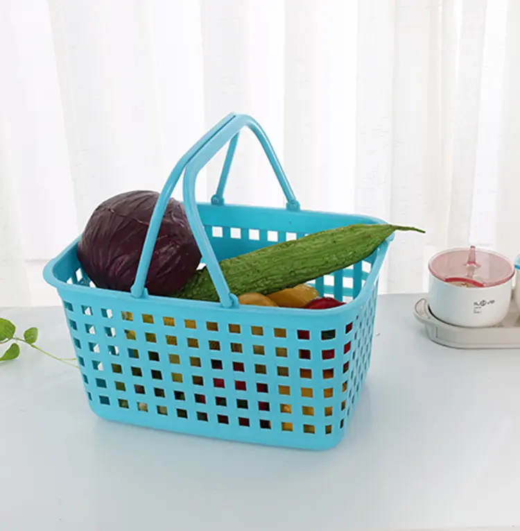 Chino color personalizado mano de transporte de plástico canasta de almacenamiento de verduras