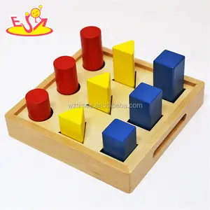 Игрушка, новый дизайн, геометрические блоки для малышей, деревянные материалы для Монтессори, W12F011