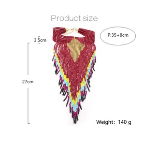 2019 moda boemia stile fatto a mano perline in resina lunga nappa collana girocollo gioielli dichiarazione pendente bavaglino collana per le donne - Product Image 2