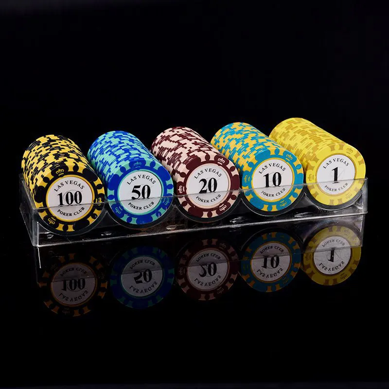 Yüksek kalite özelleştirilmiş ucuz taç kil çip Poker seti toptan