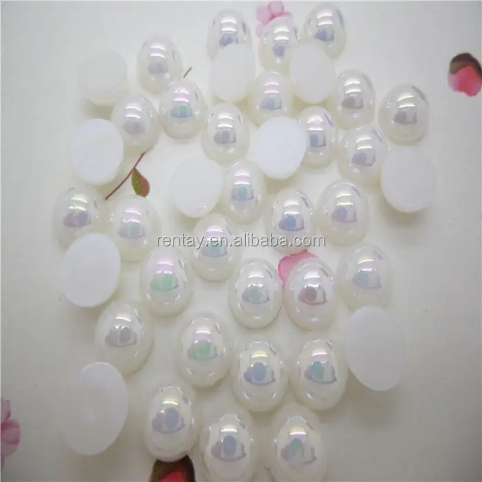 Perles acryliques demi-rondes pour côté plat, accessoires de manucure, vente en gros, perles blanches, AB, pour l'artisanat des ongles, pièces, 3mm