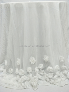 High Quality Fancy Floral Wedding Decorated 120 <strong>Round</strong> <strong>White</strong> <strong>Tablecloth</strong> - Product Image 2