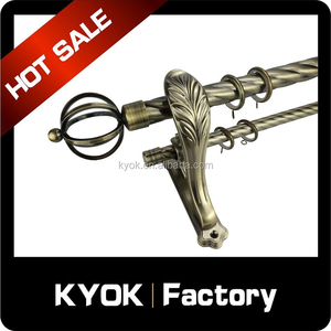 KYOK Bela flor remate em pólo da cortina/cortina final, duplo heavy duty suporte da haste de cortina, trançado tubulação da cortina de ferro forjado - Product Image 6