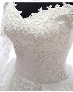 Long Sleeves Lace Appliqued Princess <strong>Bride</strong> <strong>Gown</strong> Customized Bridal <strong>Gown</strong> BW452 Designer A-Line Lace up Back Wedding Dress - Product Image 5