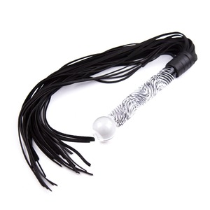50cm Echtes Leder Sexy Erwachsenenspielzeug Lange Glasgriff-Peitsche Kristall-<span class=keywords><strong>Penis</strong></span> Lederpeitsche Glas-Dildo Masturbations-Sexpeitsche - Product Image 1