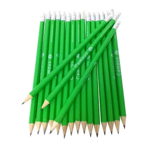 Wooden HB Lead Graphite Round Hexagonal Shaped Standard Pencil Imprint Logo Custom Natural Black Wood Green Loose FSC Basswood